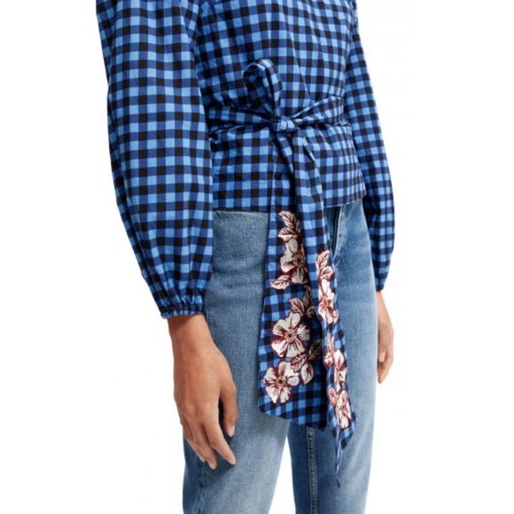 Scotch & Soda WRAP TOP IN ORGANIC COTTON WITH EMBROIDERY, BLUE - Picture 3 of 8